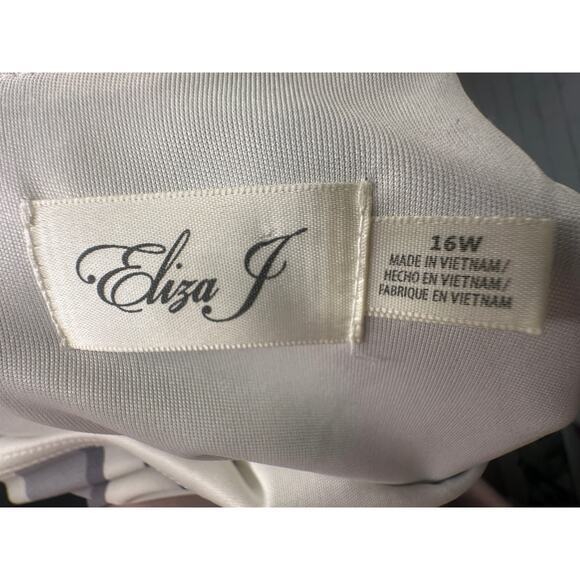 Eliza J Plus Size 16W Geometric Long Sleeve Knit Dress Knee Length Graphic Gray - Picture 5 of 6